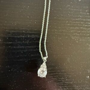 Dazzling Silver Teardrop Pendant Necklace